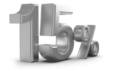 15 percent discount number silver 3d render