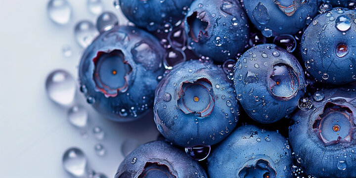 Myrtilles fra&icirc;ches avec des gouttes d'eau
