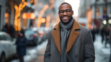 Fototapeta premium Stylish gents exude charm in city settings, their smiles lighting up the scene