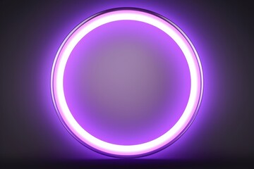 Lilac round neon shining circle isolated on a white background