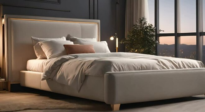 couple bed interior with cozy background