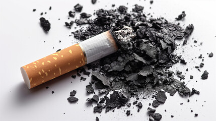 A Cigarette Resting on a Smoke Pile
