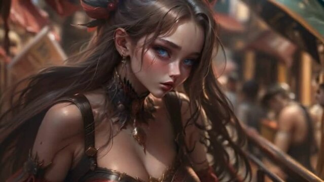 evil devil girl anime character looping cartoon animation