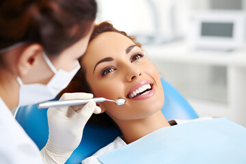 Close Up of Woman Having Dental Exam at Dentist's Office   Generative AI,
