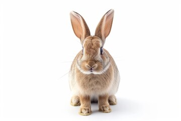 Bunny in the Spotlight: A Solo Rabbit Against a Clean, White Canvas generative ai