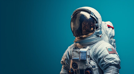 Astronaut in Spacesuit Against Blue Background - obrazy, fototapety, plakaty