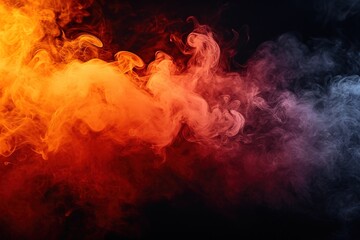 Orange and red steam on a black background.