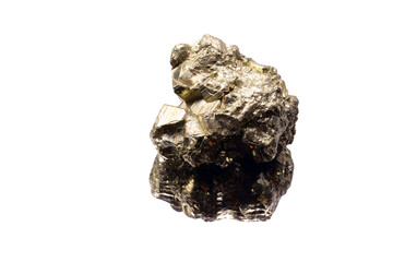 small shiny metallic nugget just found by searchers on the white background