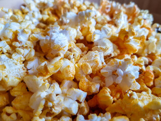 Close up view for cheesy popcorn