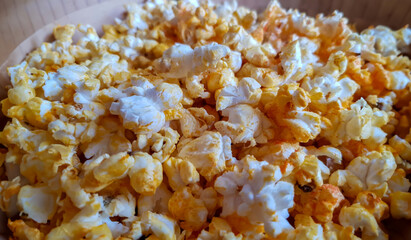 Close up view for cheesy popcorn