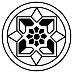 Fototapeta premium Mandala glyph and line vector illustration