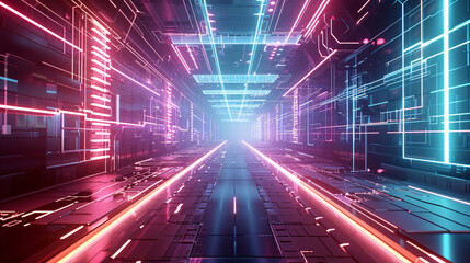 Futuristic neon void, a vision of high-tech lines in a realm of advanced cyberspace
