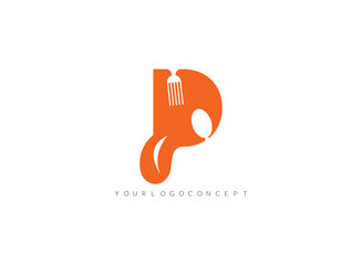 Creative restaurant logo with spoon and fork icon, 