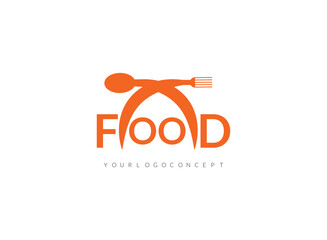 Initial Letter Food Logo, food logo with a spoon and fork vector