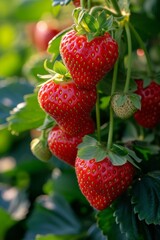 Succulent strawberries ripening, their sweet scent wafting through the air