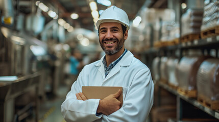 Man in Factory Holding Box