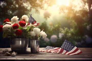 Inspiring American memorial day mockup. Cemetery america. Generate Ai