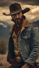 Fototapeta premium cowboy in the woods
