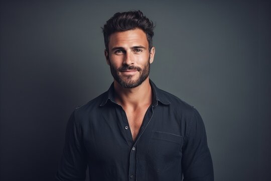 Portrait of a handsome young man in shirt. Men's beauty, fashion.