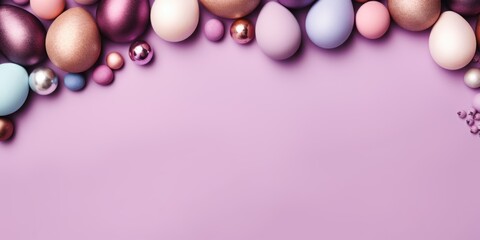 Mauve background with colorful easter eggs round frame texture