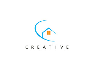 Real Estate logo, Builder logo, Roof Construction logo design template vector illustration