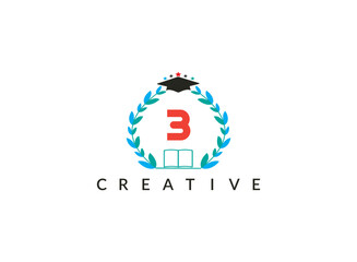 Floral ecology organic leaves circle minimal latter     B   logo design template for education vector illustration.