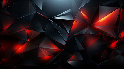 Low-poly dark waving surface with glowing light 3D abstract background. Seamlessly.