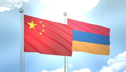 China and Armenia Flag Together A Concept of Realations