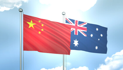 China and Australia Flag Together A Concept of Realations
