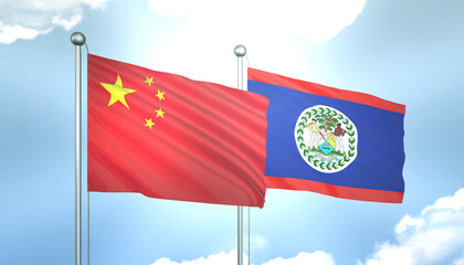 China and Belize Flag Together A Concept of Realations