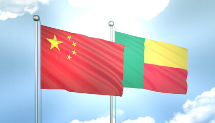 China and Benin Flag Together A Concept of Realations