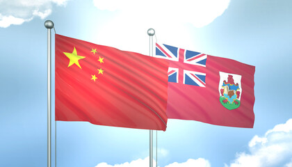 China and Bermuda Flag Together A Concept of Realations