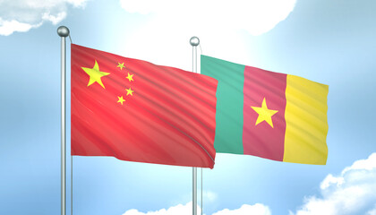 China and Cameroon Flag Together A Concept of Realations