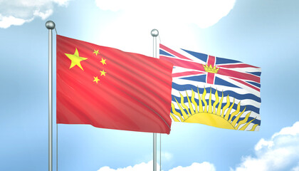 China and British Columbia Flag Together A Concept of Realations
