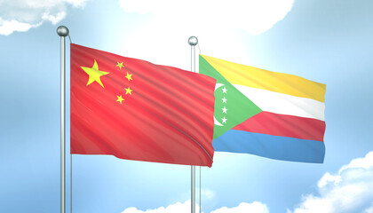 China and Comoros Flag Together A Concept of Realations