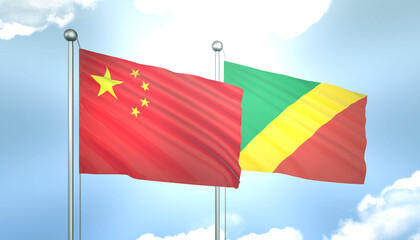 China and Republic of the Congo Flag Together A Concept of Realations
