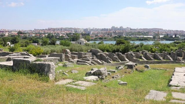 Ruins of the ancient Roman amphitheater at sunny day in Split, Croatia
