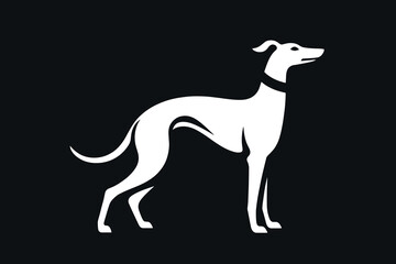 Obraz premium Greyhound dog. Simple vector illustration. White on black. modern icon, logo, emblem