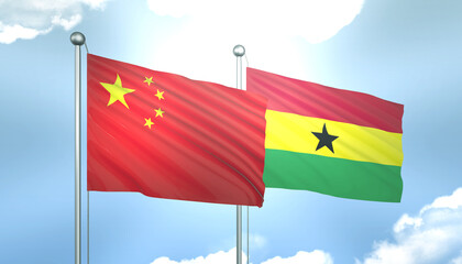 China and Ghana Flag Together A Concept of Realations