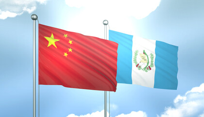 China and Guatemala Flag Together A Concept of Realations