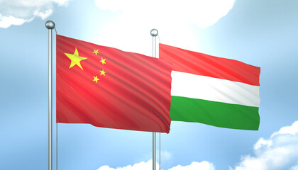 China and Hungary Flag Together A Concept of Realations