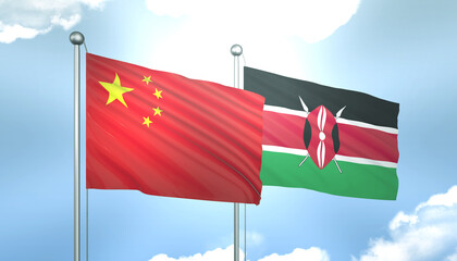 China and Kenya Flag Together A Concept of Realations
