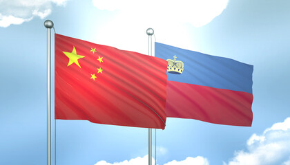 China and Liechtenstein Flag Together A Concept of Realations