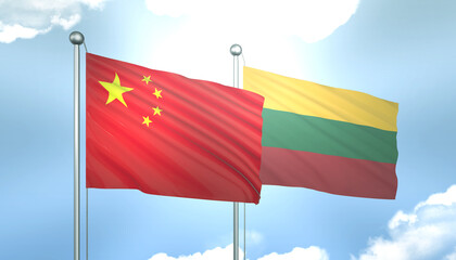 China and Lithuania Flag Together A Concept of Realations