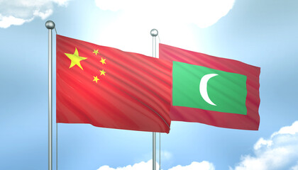 China and Maldives Flag Together A Concept of Realations