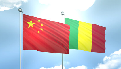 China and Mali Flag Together A Concept of Realations