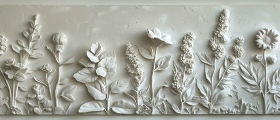 White Wall Adorned With a Variety of Flowers