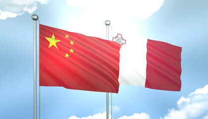 China and Malta Flag Together A Concept of Realations