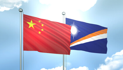 China and Marshall Islands Flag Together A Concept of Realations