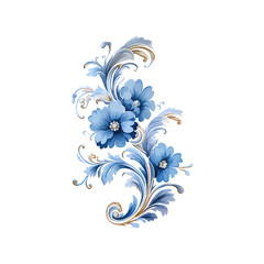 Fototapeta na wymiar Flower blue ornament Baroque. Vector illustration design.